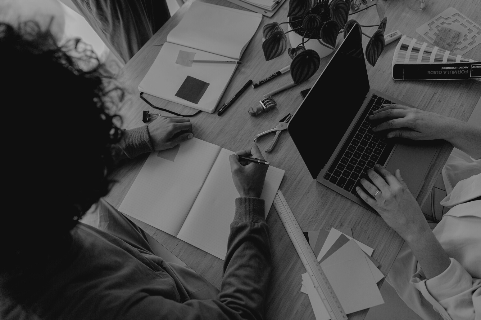 Top View of Business People Working Together